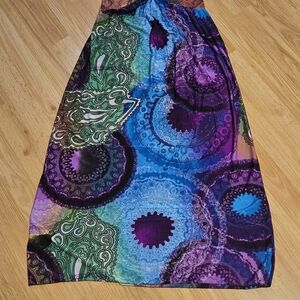 Vibrant Multicolor Maxi Sundress - Bold Swirl Print